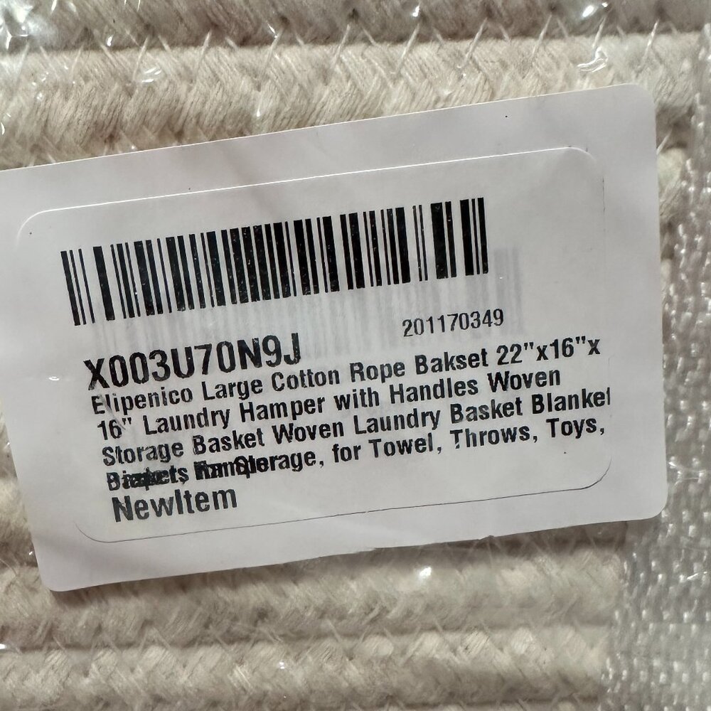 Brand New Large Blanket Basket 22"x16" Gray&Cream White - Picture 4 of 11
